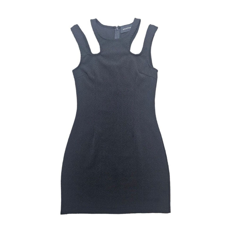 MINK PINK Dress Size XS Black Sleeveless Bodycon Wrap Mini